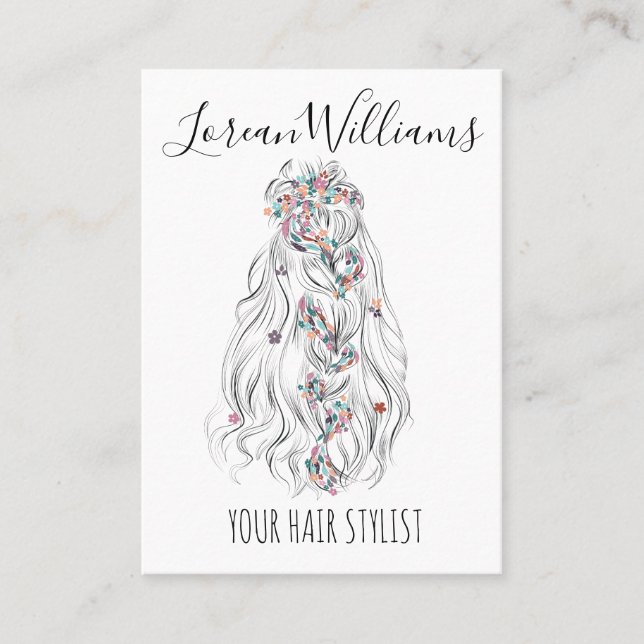 Cartão De Visita Cabelo de Casamento Estilhador Preto Cabelo de Ond (Frente)