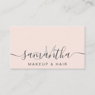 Cartão De Visita Cabelo de maquiagem rosa de cor rosa com tendênci