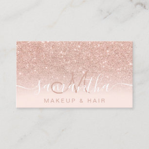 Cartão De Visita Cabelo de maquilhagem com rosa de cor