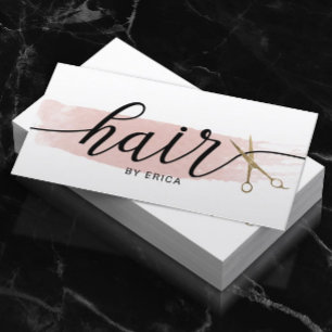 Cartão De Visita Cabelo de Tipografia Elegante com Tesoura Dourada 