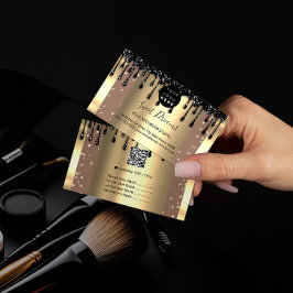 Cartão De Visita Cabelo do logotipo Unhas Drives SPA Código QR Dour