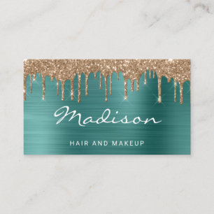 Cartão De Visita Cabelo e Maqueamento Dourado de Lixo Glam Green M