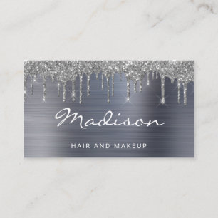 Cartão De Visita Cabelo e Maqueamento Glamoroso de Glitter Metálic