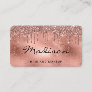 Cartão De Visita Cabelo e Maquiagem com Brilho Metálico Glam Rose G