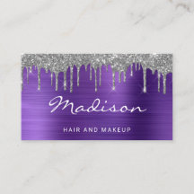 Cabelo e Maquiagem com Brilho Prateado Roxo