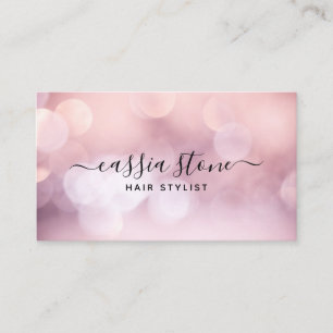 Cartão De Visita Cabelo Elegante Maquiagem Feminino Bokeh Rosa Scri