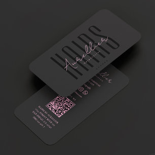 Cartão De Visita Cabelo Estilista Beleza Salão Aestésico Preto Rosa