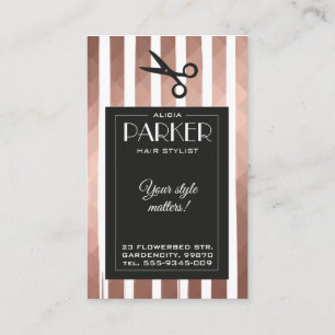 Cartão De Visita Cabelo estilista dourado cor-de-rosa elegante pret