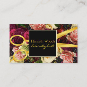 Cartão De Visita Cabelo Estilista Preta Rich Floral Salão