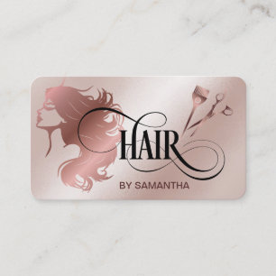 Cartão De Visita Cabelo estilista rosa dourado tipografia capilar t