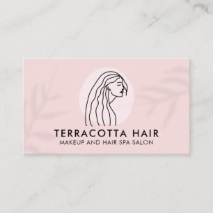 Cartão De Visita Cabelo feminino de barbeiro clássico cor-de-rosa