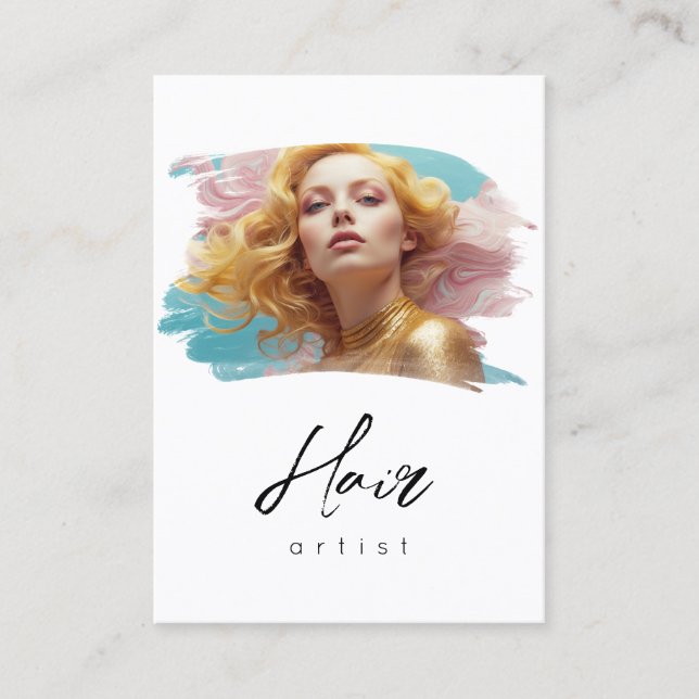 Cartão De Visita *~* Cabelo feminino Luxo QR Mulheres Grelha Girly (Frente)