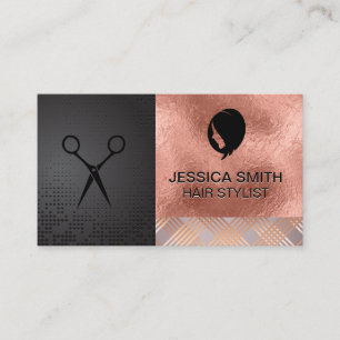 Cartão De Visita Cabelo feminino  Rosa Dourado  Padrão de Abstrato