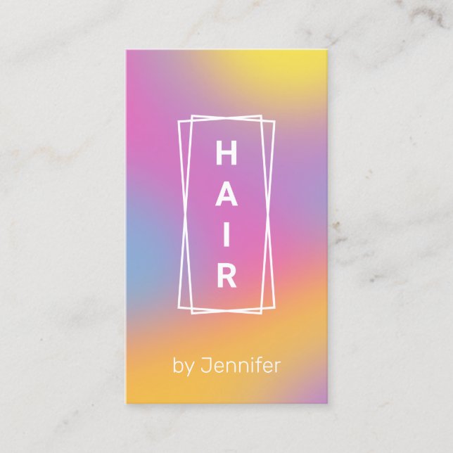 Cartão De Visita Cabelo holográfico colorido e elegante moderno (Frente)