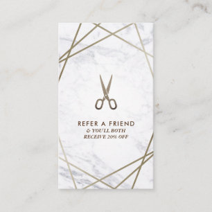 Cartão De Visita Cabelo Marble Geométrico BrownScissors Referênci