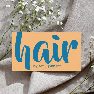 Cartão De Visita Cabelo Moderno Legal Ousado Azul Laranja