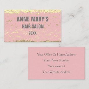 Cartão De Visita Cabelo Rosa Dourado Salão  Brilhante Padrões Bri