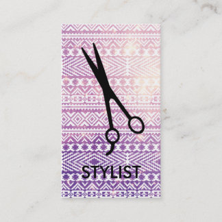 Cartão De Visita cabelo roxo do hairstylist do rosa tribal asteca