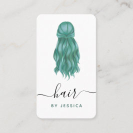 Cartão De Visita Cabelo verde Wavy Hairstylist Adicionar logotipo M