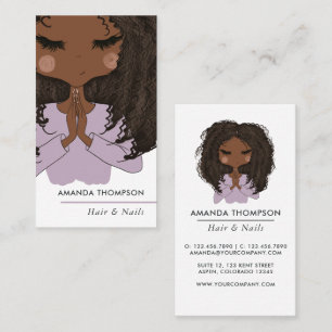 Cartão De Visita Cabelos e Unhas de Beleza Afro-Americana Cristã