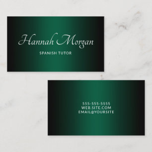 Cartão De Visita Caçador Preto Verde Ombre Elegante Script