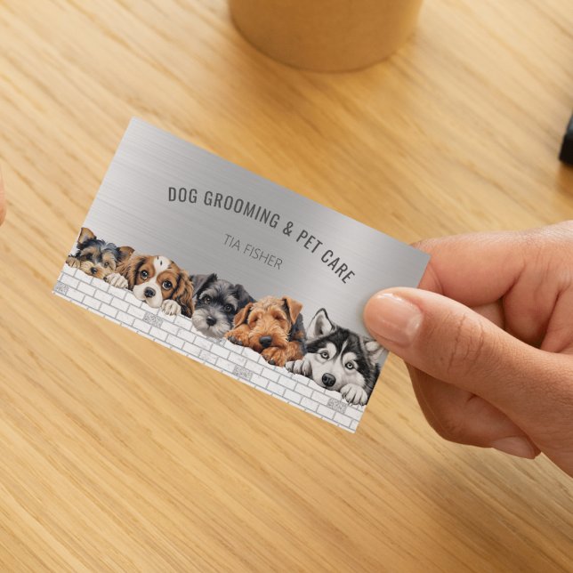 Cartão De Visita Cachorro Alinhando Código QR Sitador de Pet de Míd (Criador carregado)