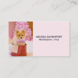 Cartão De Visita Cachorro Bonito com Foto de Natal de Arco Rosa