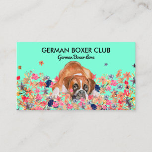 Cartão De Visita Cachorro Boxer Verde Brilhante Fofo