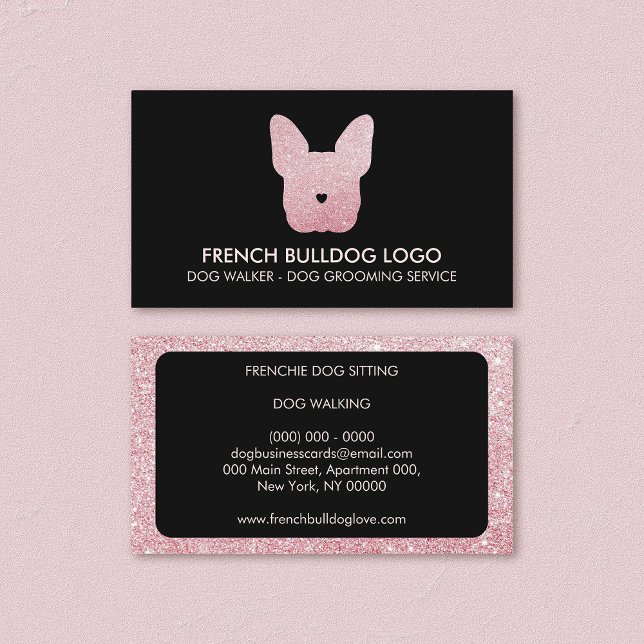 Cartão De Visita Cachorro Bulldog Francês Rosa Brilhante Passadeira (Criador carregado)