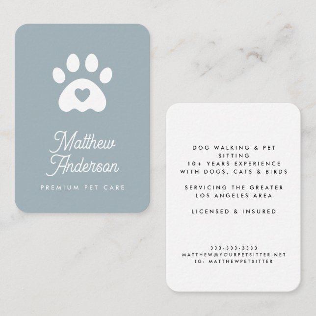 Cartão De Visita Cachorro Cachorro Cachorro Azul-Claro Cachorro Pat (Frente/Verso)