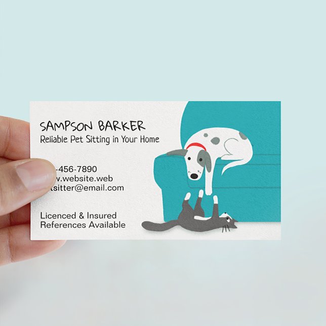 Cartão De Visita Cachorro Cachorro e Pet Gato Sentados | Cuidados D (Criador carregado)