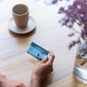 Cartão De Visita Cachorro Caminhando - Azul   Verde