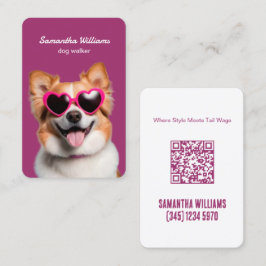 Cartão De Visita Cachorro Caminhando Com O WhatsApp Clique Para Cha