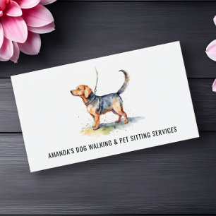 Cartão De Visita Cachorro Caminhando e Pet Sitting Services Waterco