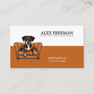 Cartão De Visita Cachorro Castanho e Branco Molho Sentado