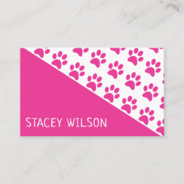 Cartão De Visita Cachorro Cor-De-Rosa Moderno Caminhante Ou Cultivo