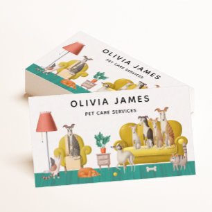 Cartão De Visita Cachorro de cena da casa andando e cão de bicho se