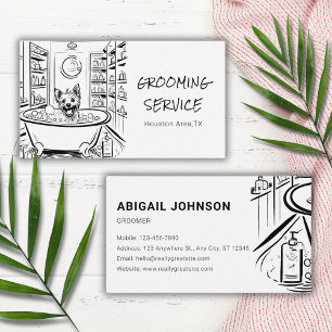 Cartão De Visita Cachorro de Sketch Encantado em um Spa Definindo o