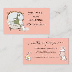 Cartão De Visita Cachorro Divertido e Gato Pet Care Sentado