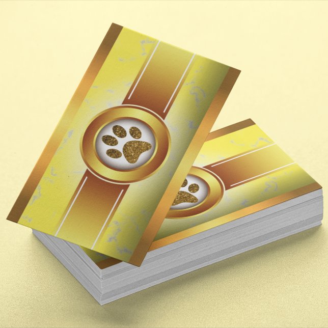 Cartão De Visita Cachorro Divertido Walker Pet Sitter Dourado Pak (Criador carregado)