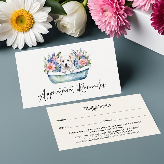 Cartão De Visita Cachorro do Lembrete do Compromisso Cachorro Aquar (Criador carregado)