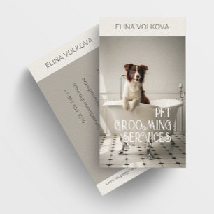 Cartão De Visita Cachorro em uma banheira de animais de estimação