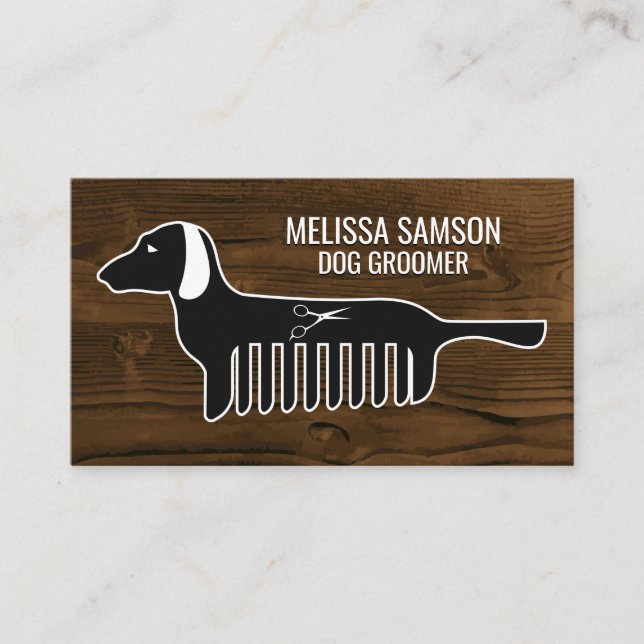 Cartão De Visita Cachorro | Formador | Animais | Madeira (Frente)