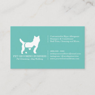 Cartão De Visita Cachorro Gato Coração Formal Verde Pet