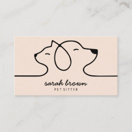 Cartão De Visita Cachorro Gato Pet Logo Linear Bege Creme