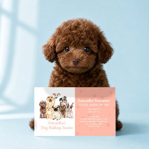 Cartão De Visita Cachorro Laranja Atendente de Casamento Aquarela