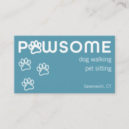 Cartão De Visita Cachorro moderno Walker Pet Sitter Pawsome Azul Ve