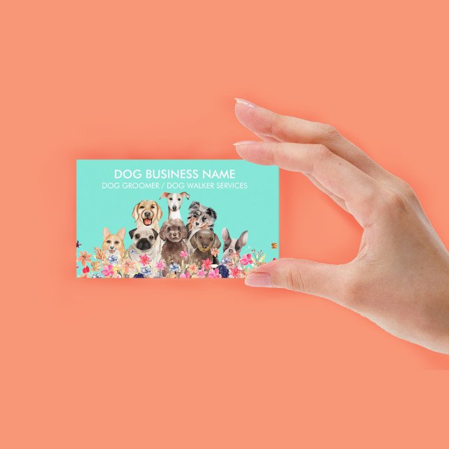 Cartão De Visita Cachorro Pet Boutique Neon Green (Dog Groomer Pet Boutique Neon Green Business Card)