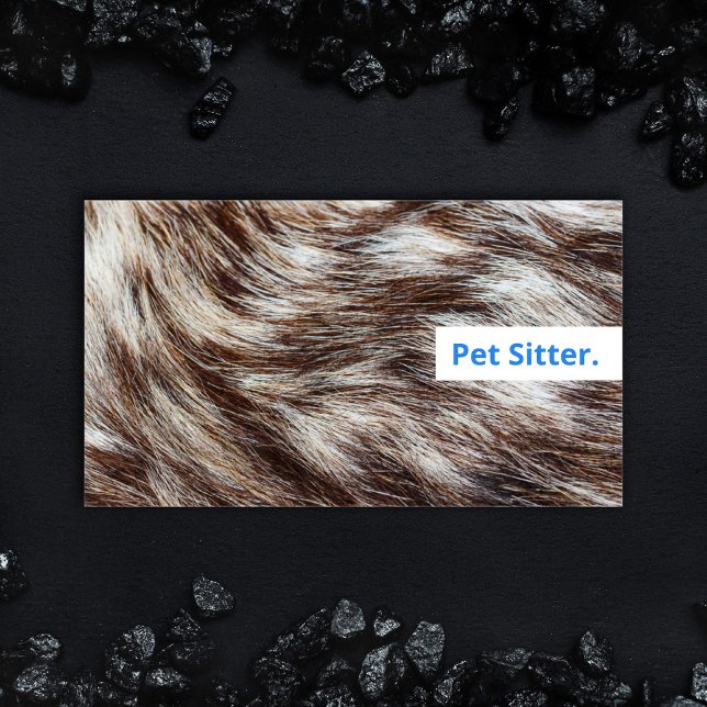 Cartão De Visita Cachorro Pet Moderno Andando Azul-Vazio (Fun animal fur Dog Walker Pet Sitter Business Card, bold colorful animal care professional services.)