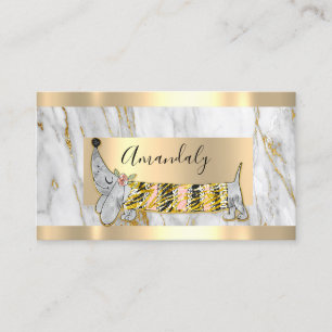 Cartão De Visita Cachorro profissional: Pet com creme Dourado